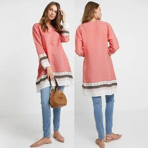 New Masai Long Sleeve Tunic Top S Womens Lagenlook Hippie Boho Chic Geanna Blush